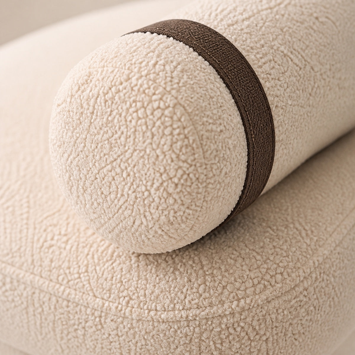 AAF Boucle Modern Bench Stool with Rolled Cushions for Living Room
