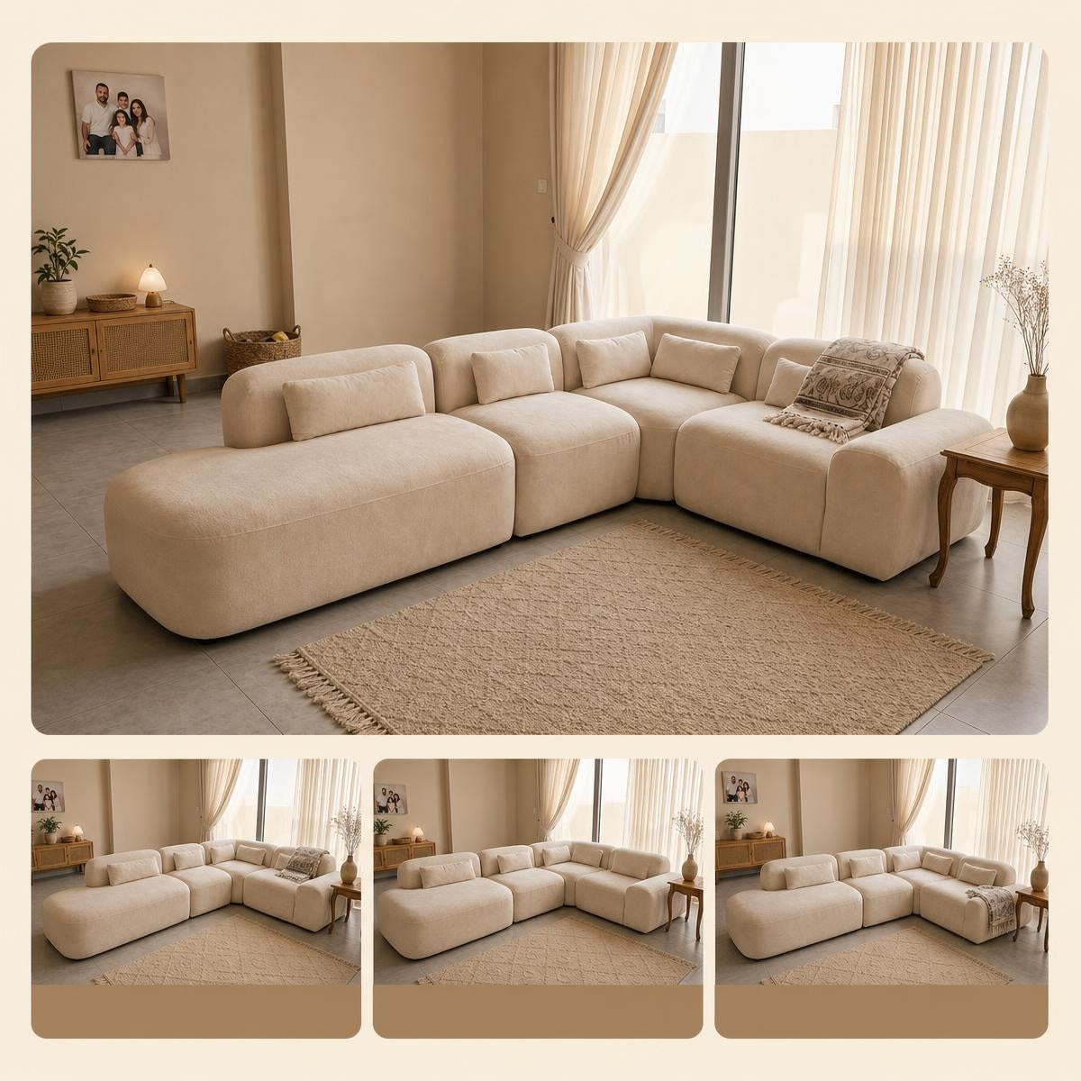 AAF Beige Modular Curved Sectional Sofa