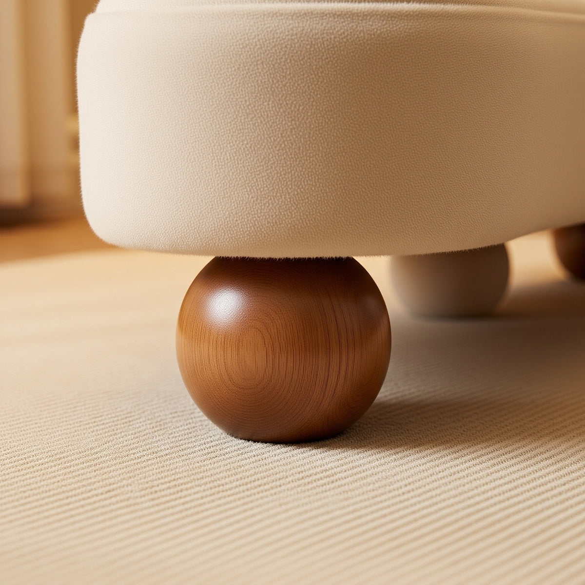 AAF Boucle Curved S‑Shape Bench Stool for Living Room