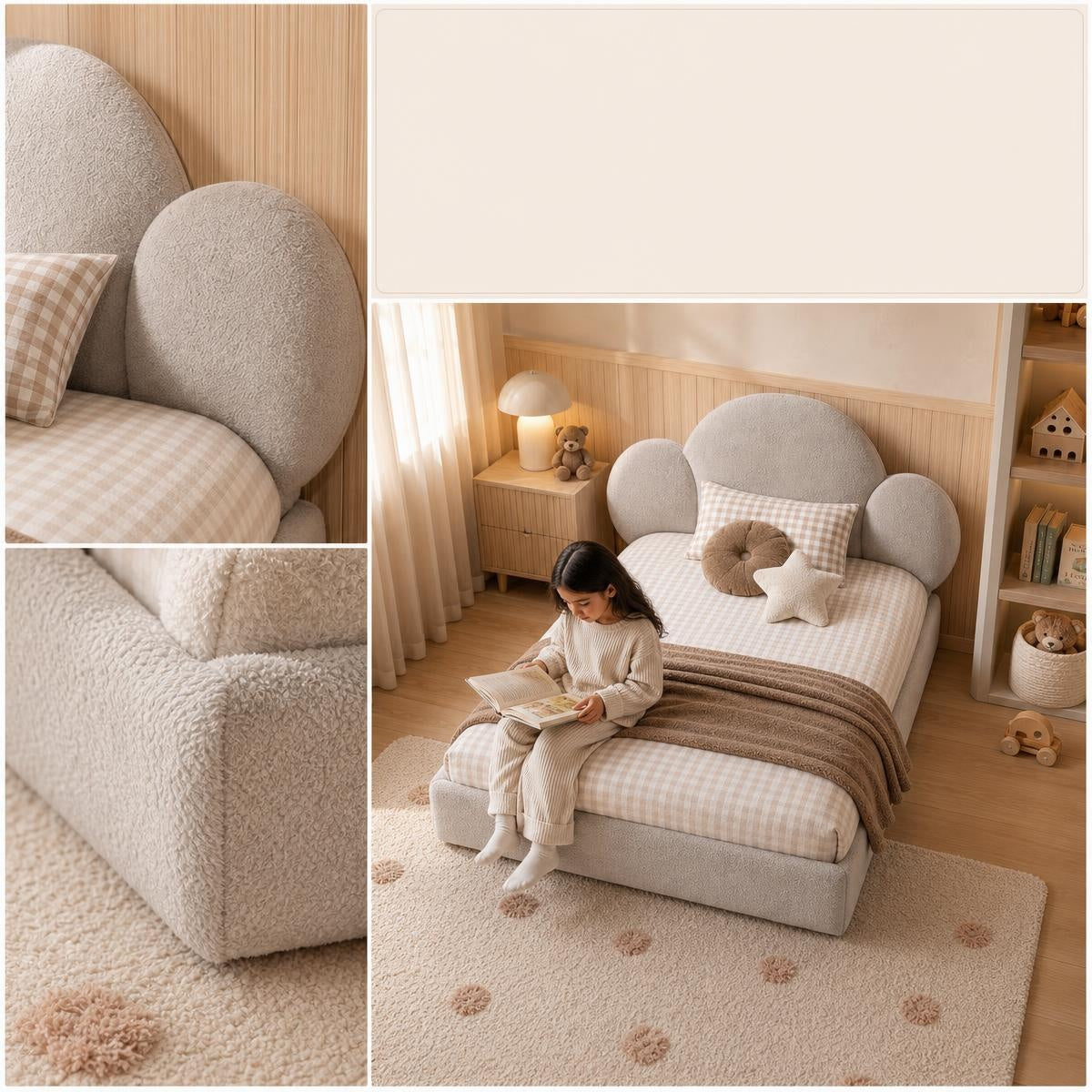 AAF Cloud Boucle Kids Bed Frame Grey