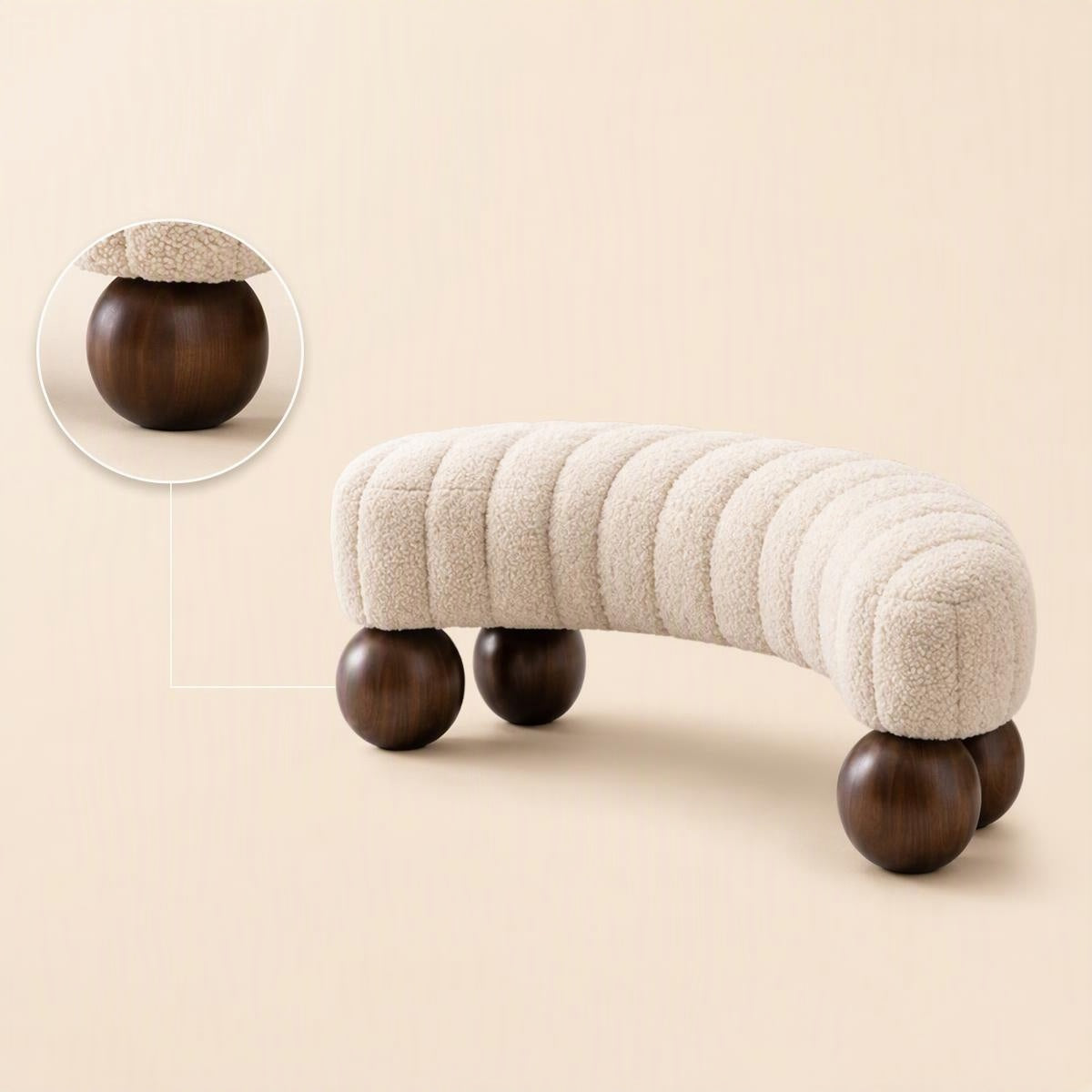 AAF Boucle Channel Curved Bench Stool for Living Room