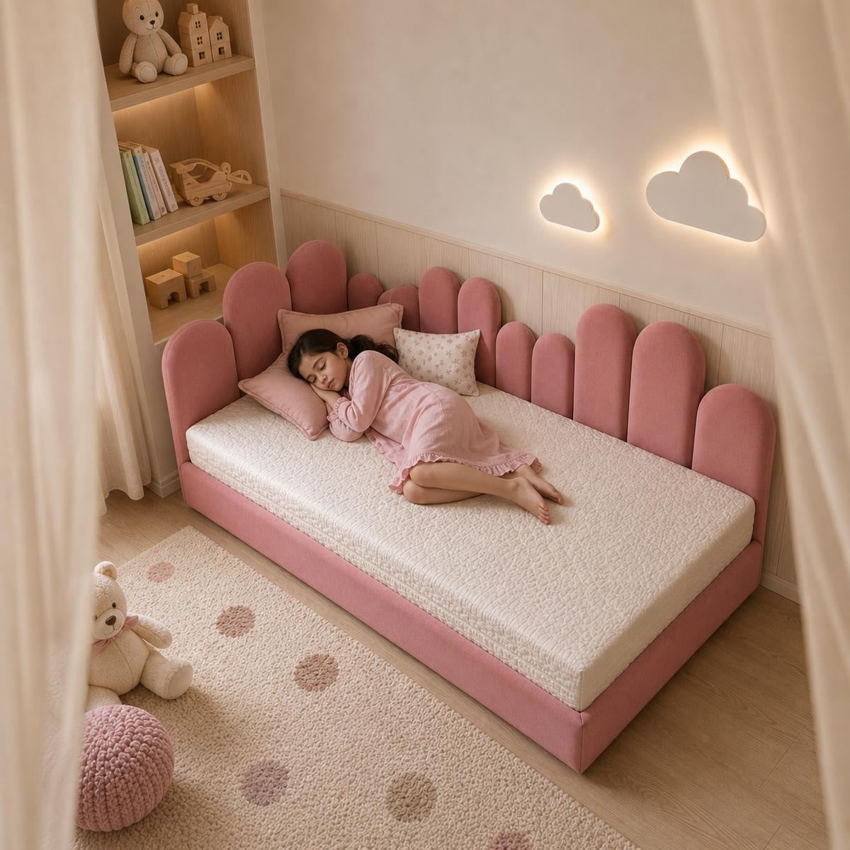 AAF Pink Boucle Arch Panel Kids Bed Frame