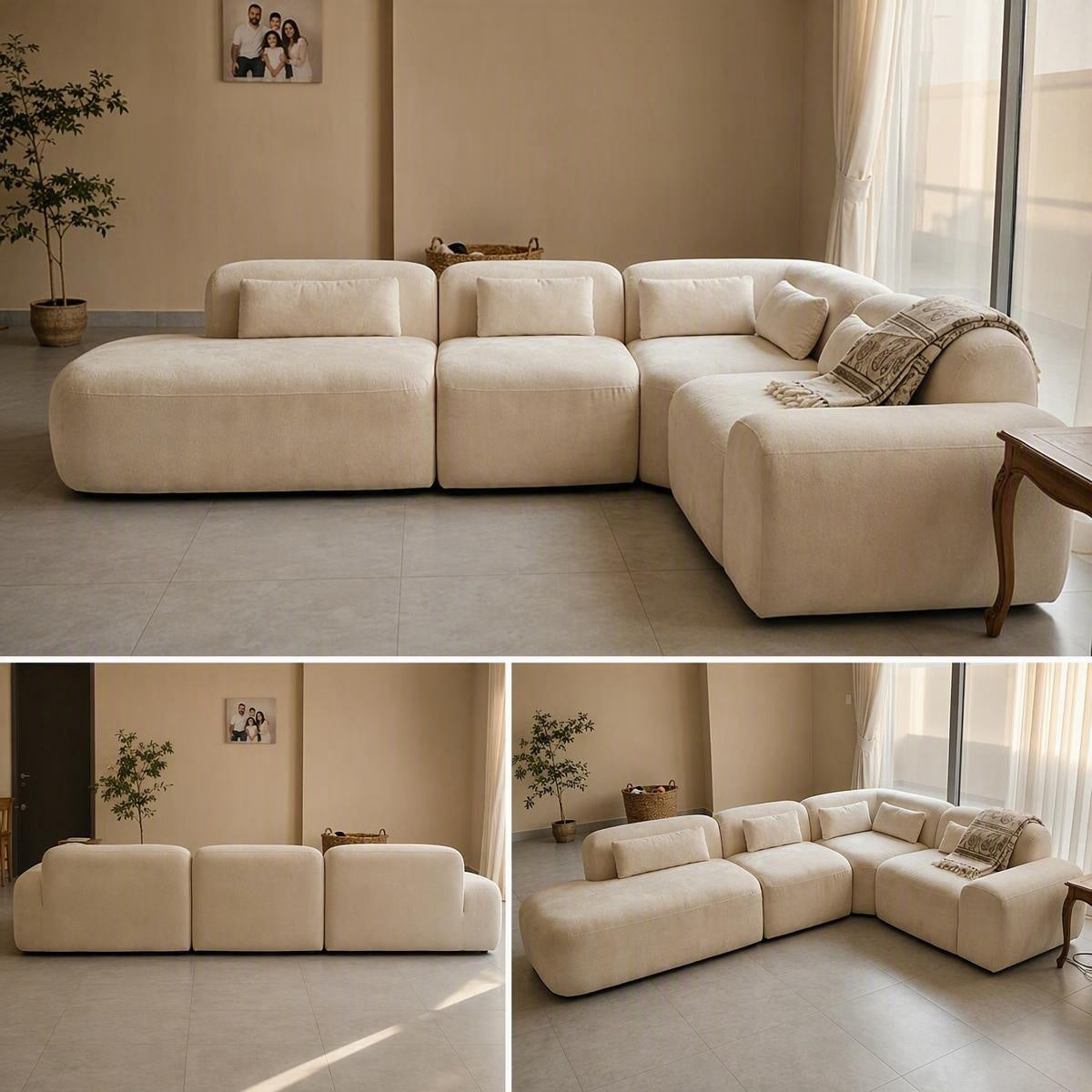 AAF Beige Modular Curved Sectional Sofa