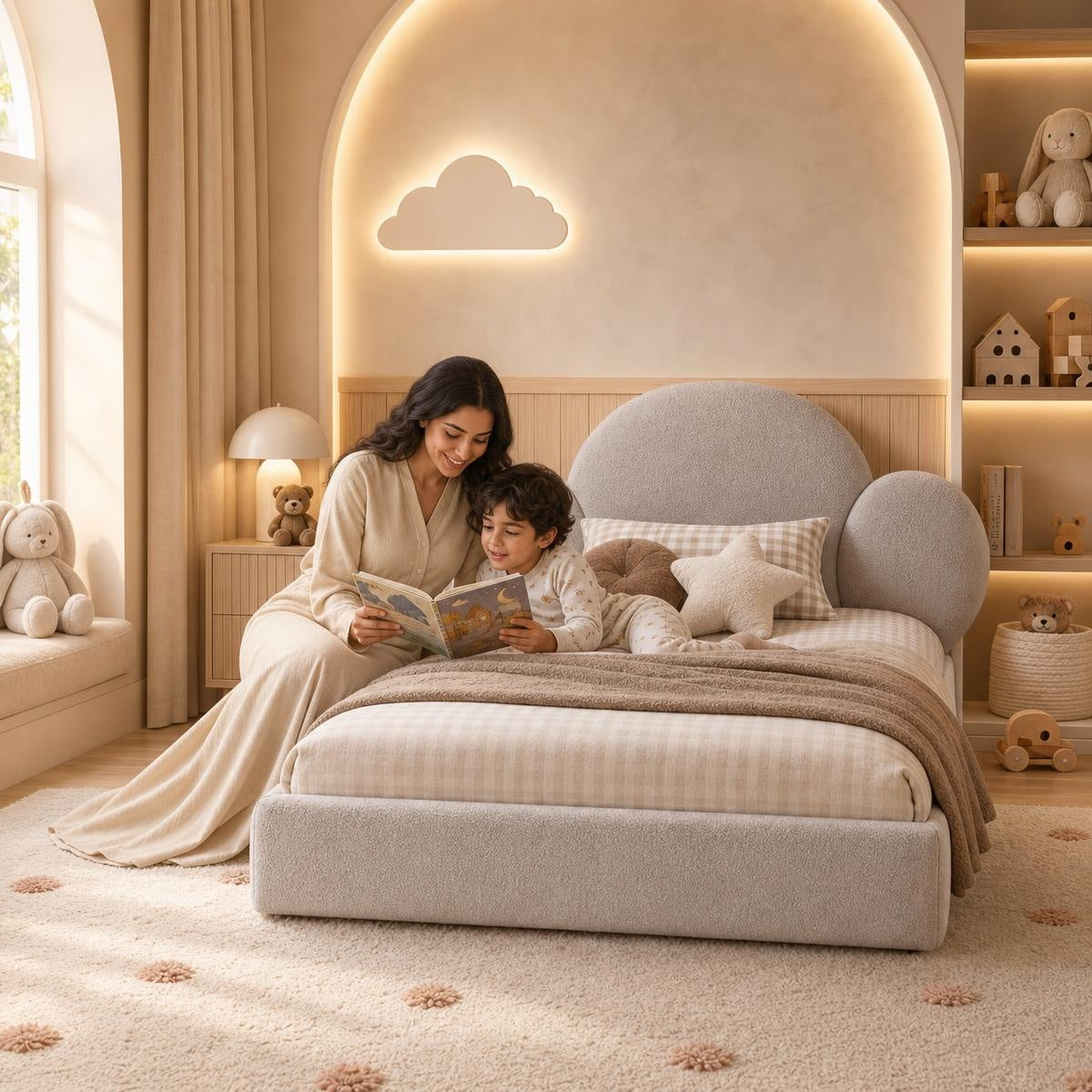 AAF Cloud Boucle Kids Bed Frame Grey