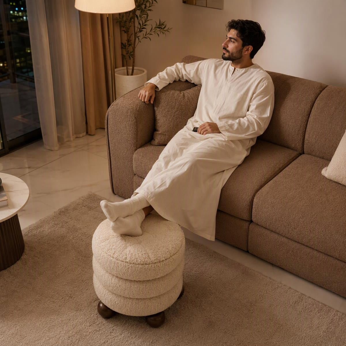 AAF Boucle 3‑Tier Round Stacked Stool for Living Room
