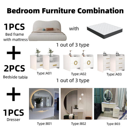 AAF Furniture Bedroom Furniture Bed Frame with Mattress Bedside table Dresser