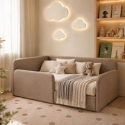 AAF Taupe Teddy Fleece Enclosed Guardrail Kids Daybed Frame