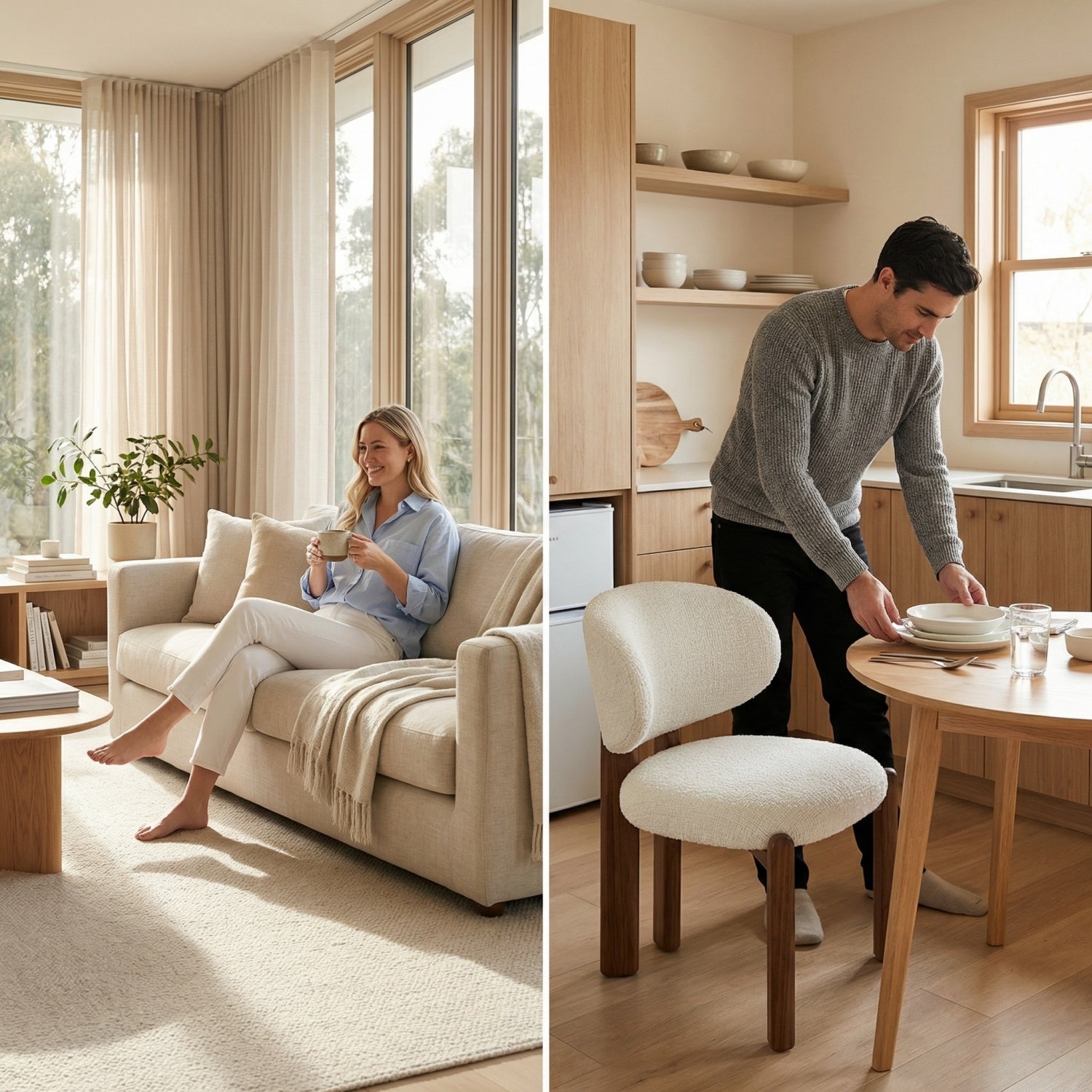 AAF S-Curve Sherpa Chair Cream Sculptural UAE