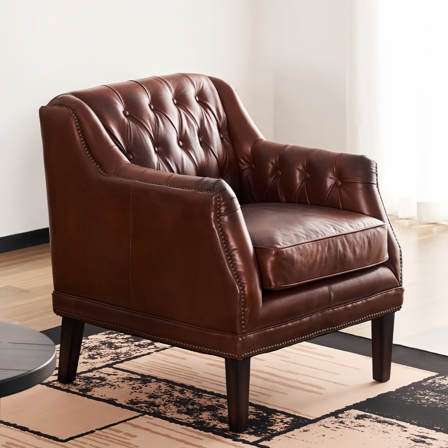 AAF Chesterfield Leather Lounge Sofa & Table Set