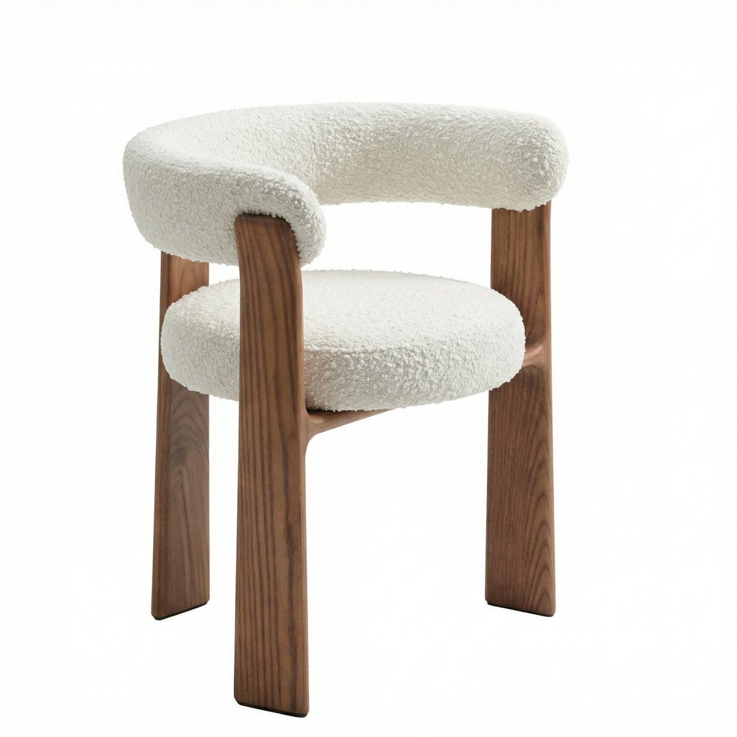 AAF Dark Wood Sherpa Chair Cream Nordic UAE