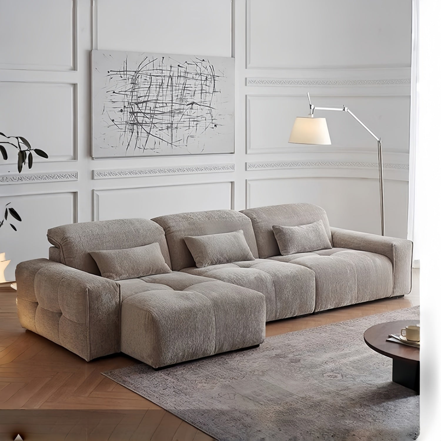 AAF Furniture Pixel Modular Lounge Sofa - Oversized Deep Seat Fabric Sofa, contemporary corner sofa, fabric, side view