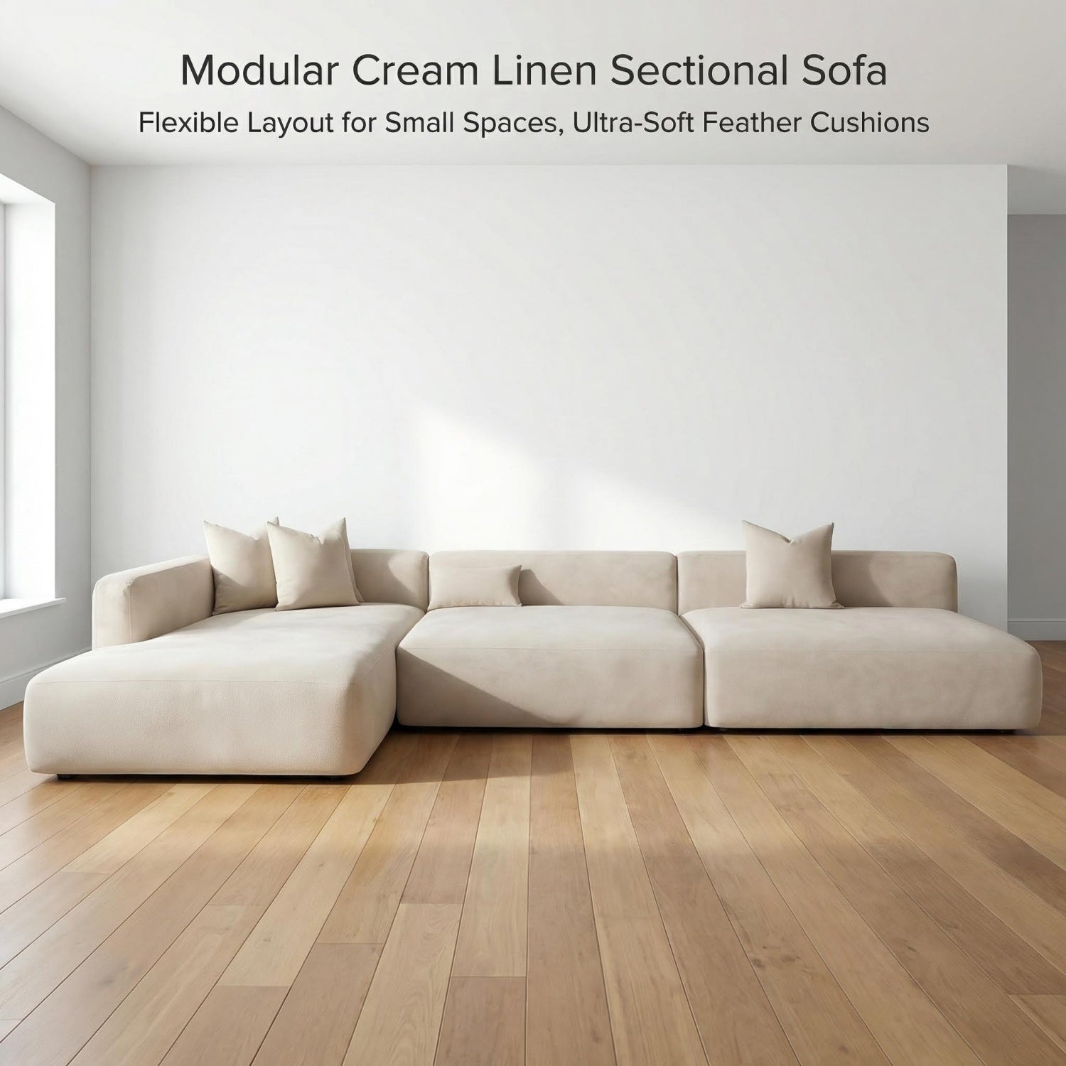 AAF Beige Cloud Sofa L-Shape Corner Sectional - Modular Fabric Couch UAE