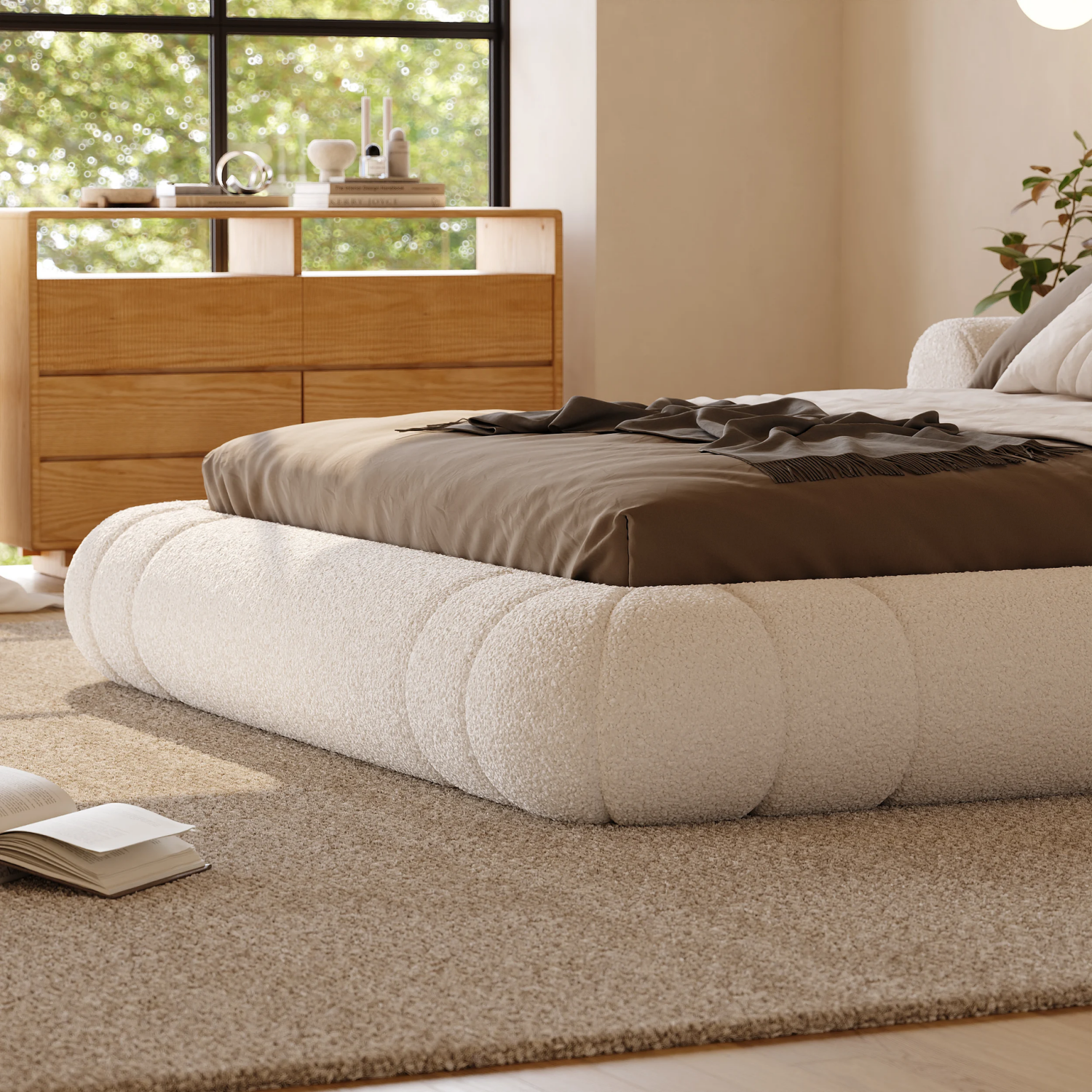 AAF Furniture Bed Frame Modern Velvet King Queen Size for bedroom Without Mattress