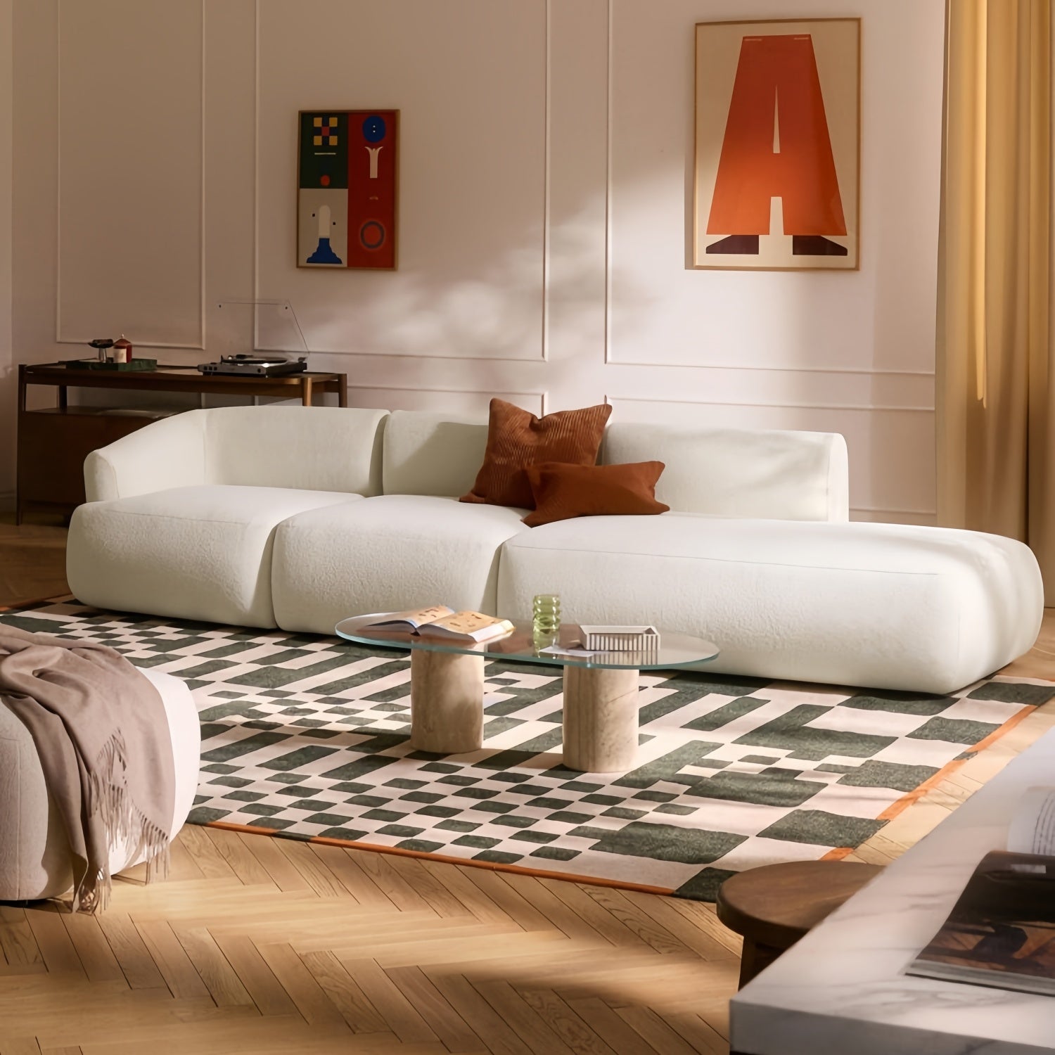 Beige Arc Sofa Set Modular Cloud Cushion - Sectional Couch UAE