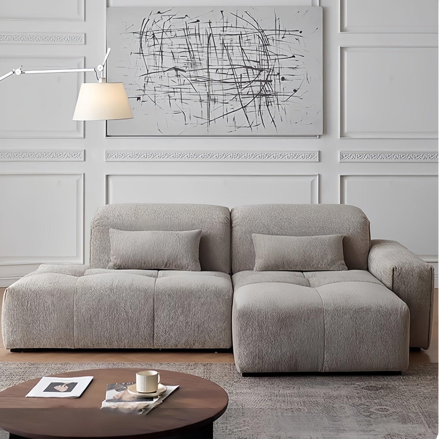 AAF Furniture Pixel Modular Lounge Sofa - Oversized Deep Seat Fabric Sofa, corner sofa small, fabric, corner view