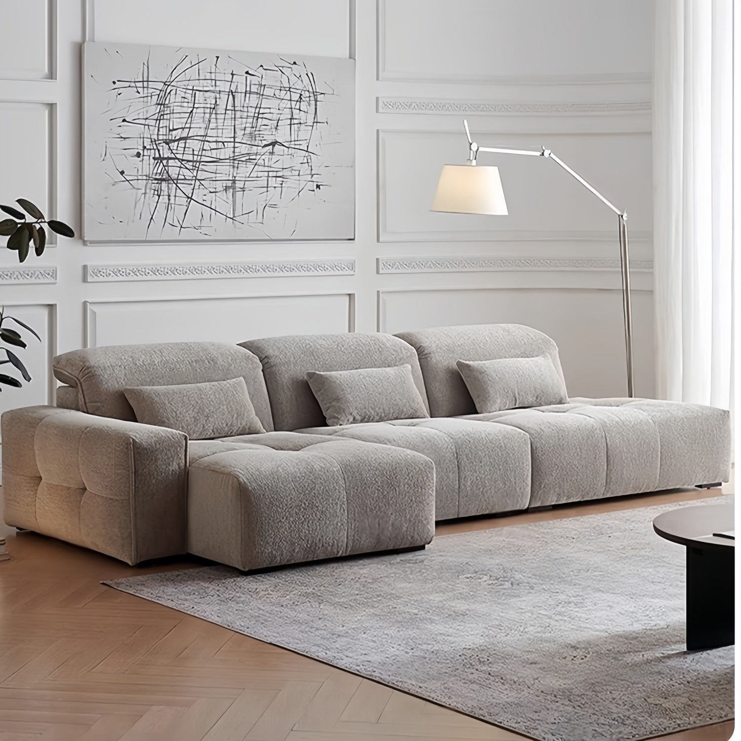 AAF Furniture Pixel Modular Lounge Sofa - Oversized Deep Seat Fabric Sofa, l shape sofa, fabric, styled room view