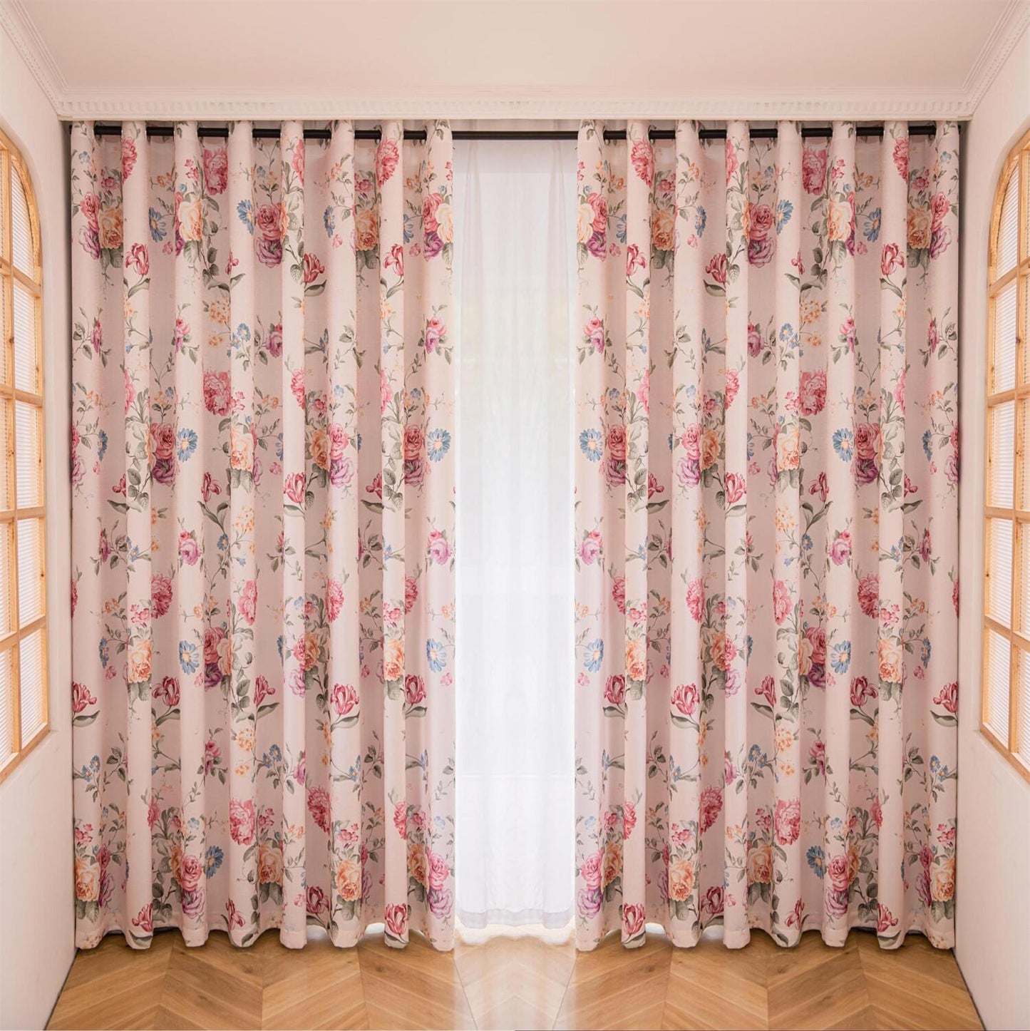 2 Panels 60% Blackout Colorful Flowers Floral Curtains for Living Room Thermal Insulated Bedroom Darkening Drapes for Basics Room Window