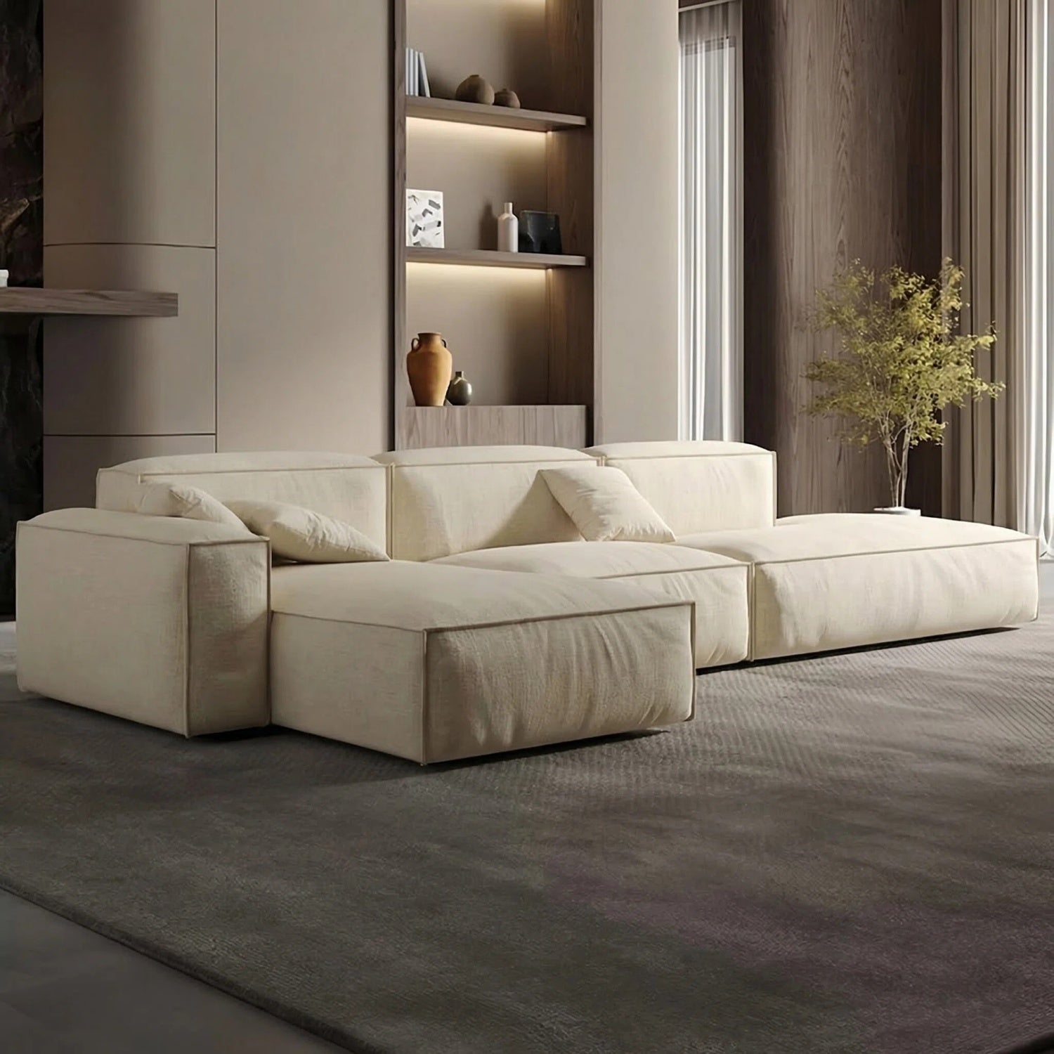 AAF Wabi-Sabi Modular Fabric Sofa – Minimalist Block Design for Modern Living Room