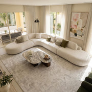 AAF Sherpa Teddy Curved L-Shape Sofa Cream Beige 5-10 Seat UAE