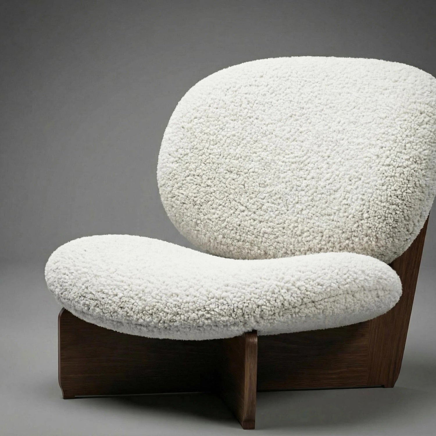 AAF Sherpa Fleece Arc Lounge Chair Off White Walnut Frame UAE