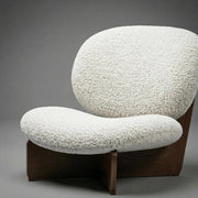 AAF Sherpa Fleece Arc Lounge Chair Off White Walnut Frame UAE