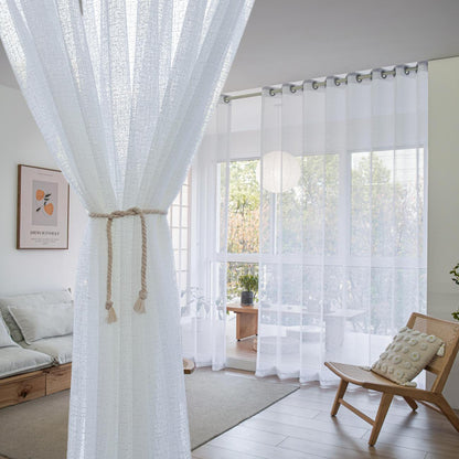 2 Panels Sheer Color Chiffon Tulle Light Window Textile Curtains Drapes for Bedroom Livingroom