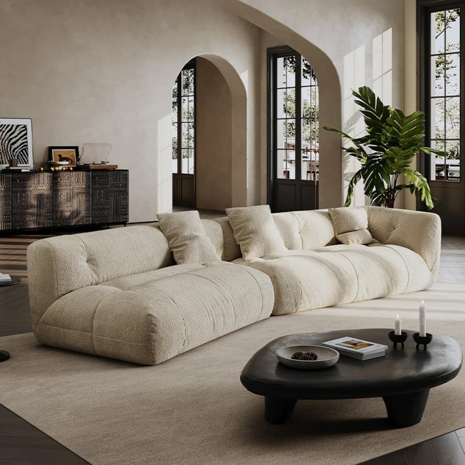 AAF FURNITURE Fleece Fabric Overstuffed Multifunction Sofa set for Livingroom Office
