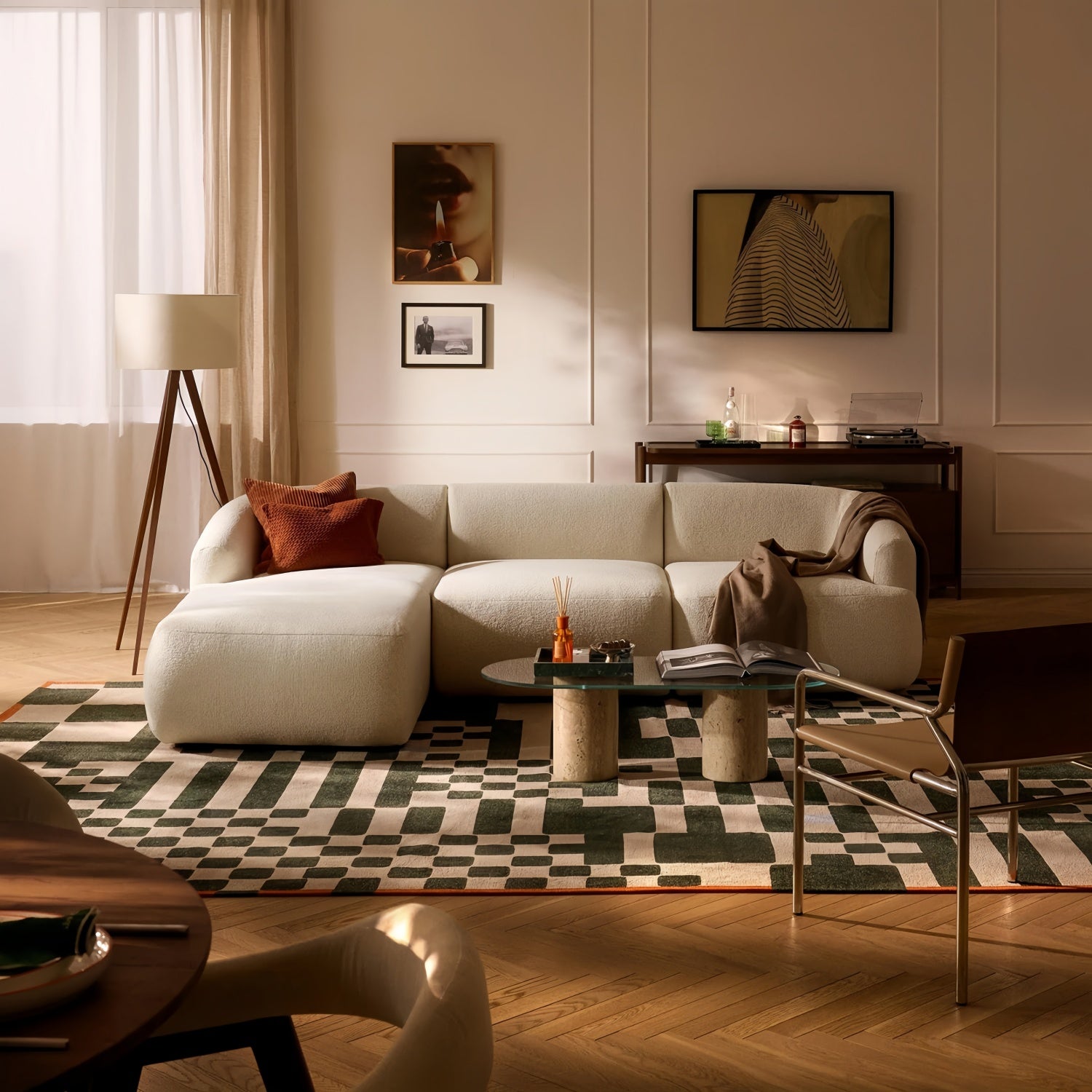 AAF Furniture Beige Cloud Sofa Flexible L-Shape Modular Sectional - Corner Couch UAE