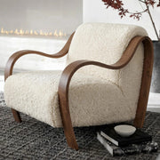 AAF Sherpa Fleece Armchair Dark Metal Armrest Frame Off White UAE