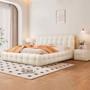 AAF Furniture Bed: Light Luxury Fleece Fabric Wrap Bed Frame for Bedroom Without Mattress in Dubai s