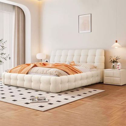 AAF Furniture Light Luxury Fleece Fabric Wrap Bed Frame for Bedroom Without Mattress