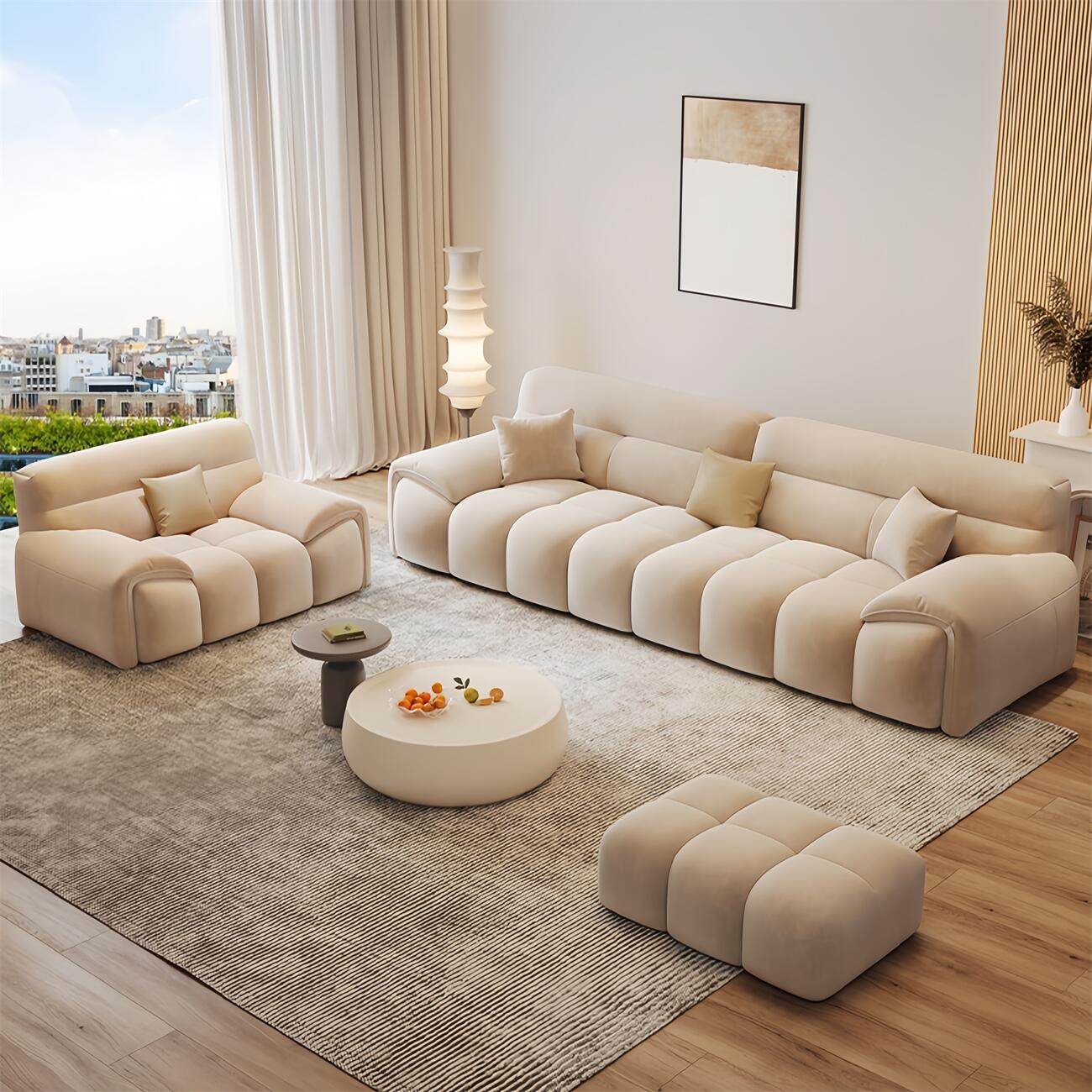 AAF FURNITURE Light Luxury Fabric Cloud Shaped Sofa set for Livingroom