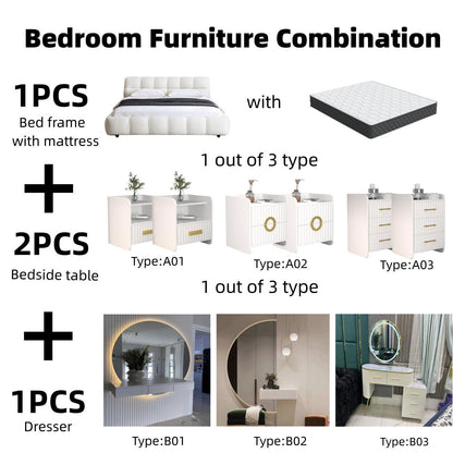 AAF Furniture Bedroom Furniture Bed Frame with Mattress Bedside table Dresser