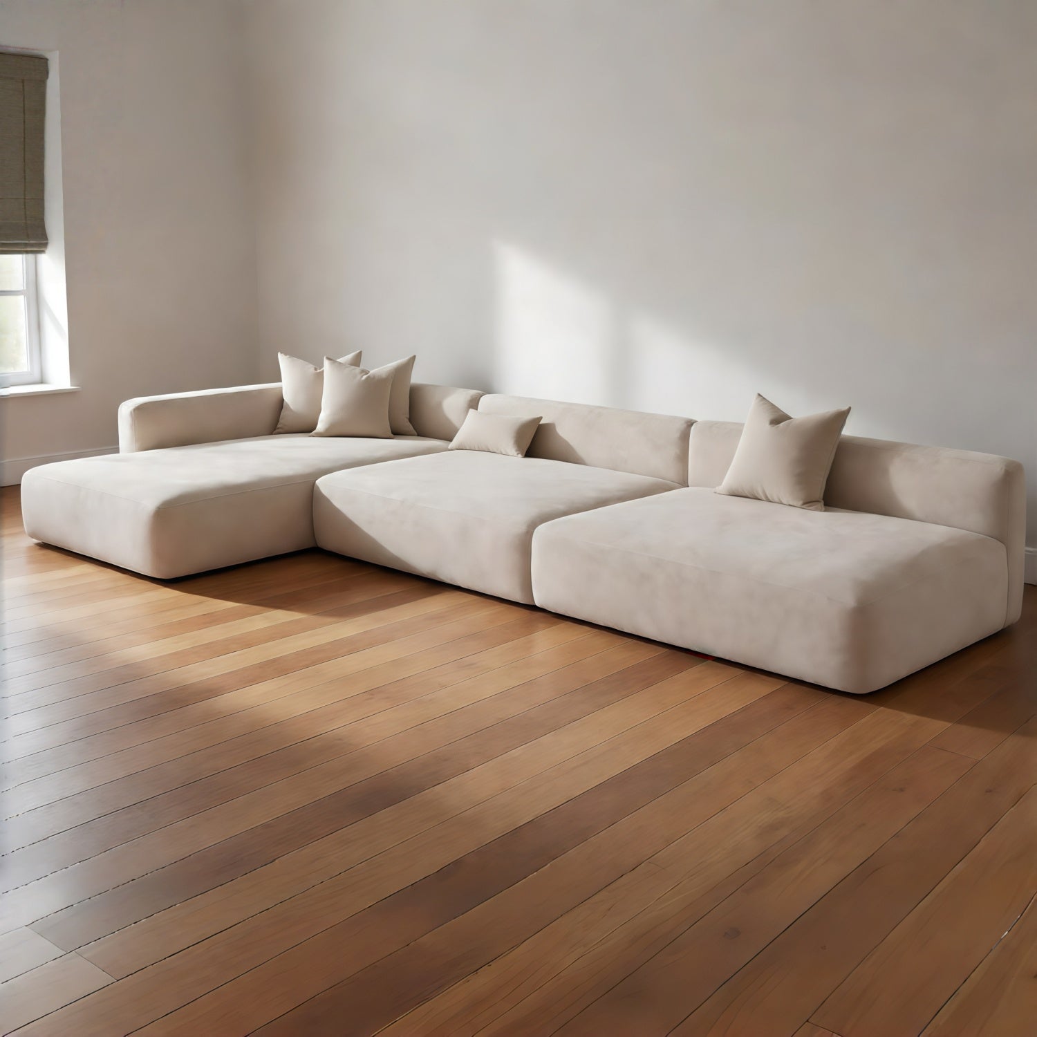 AAF Beige Cloud Sofa L-Shape Corner Sectional - Modular Fabric Couch UAE