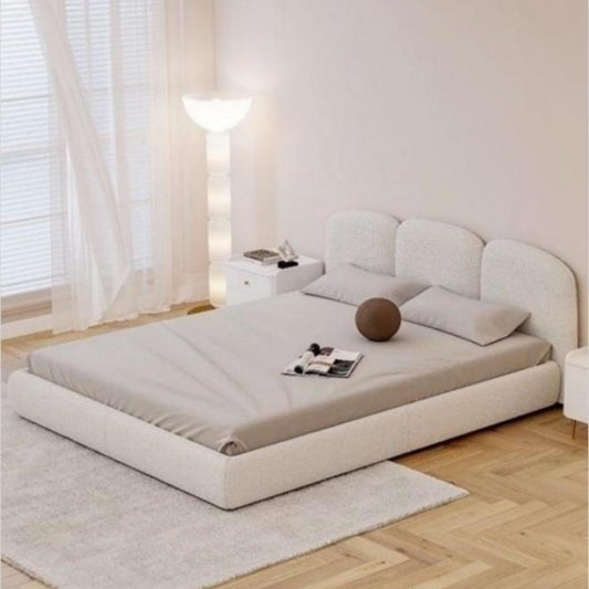 AAF Furniture Light Luxury Fleece Fabric Wrap Bed Frame for Bedroom Without Mattress