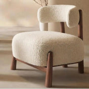 AAF Sherpa Fleece Armchair Walnut Wood Frame Off White UAE