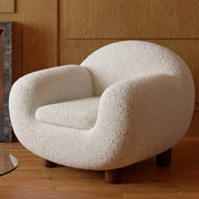 AAF Sherpa Fleece Accent Chair Rounded Off White Walnut Feet UAE