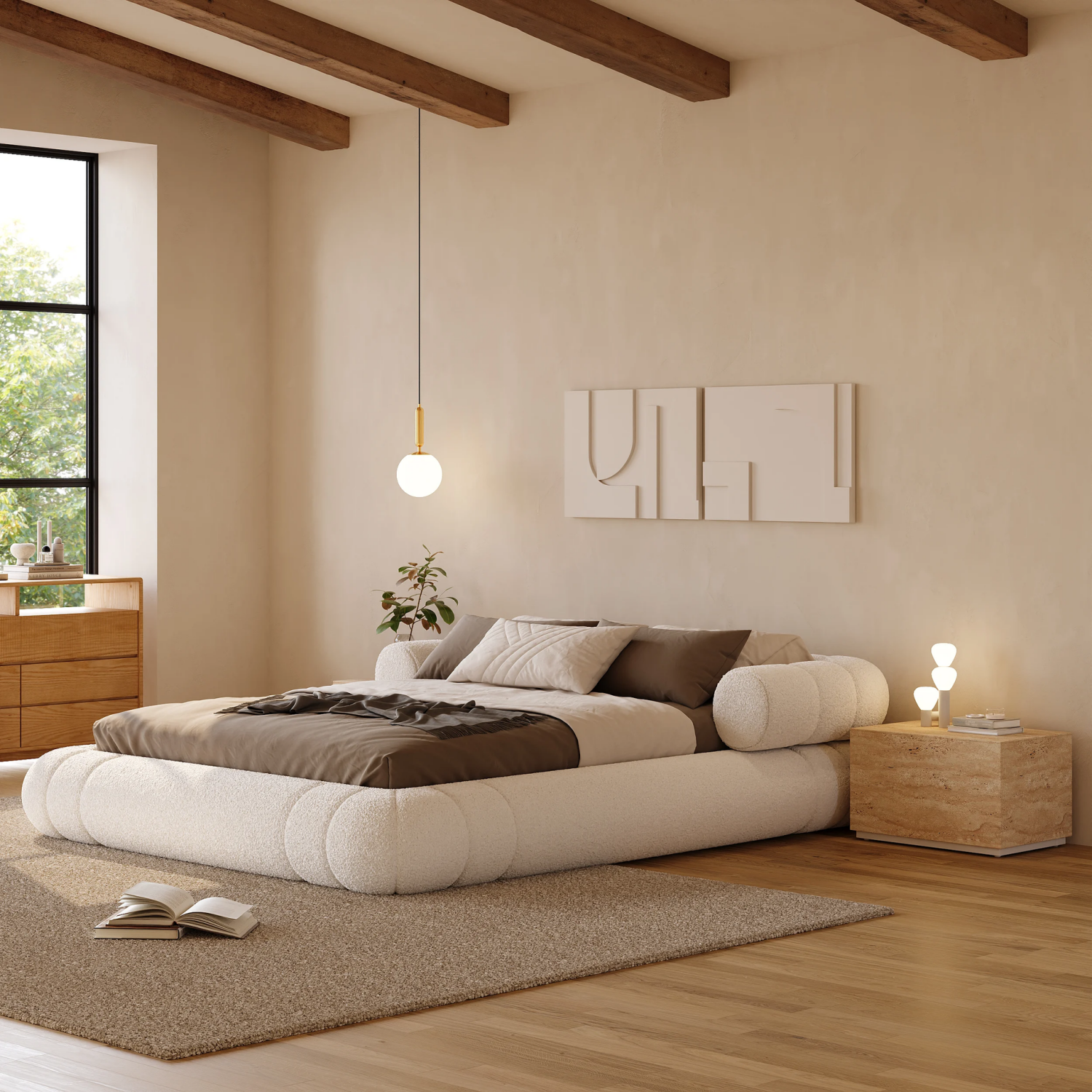 AAF Furniture Bed Frame Modern Velvet King Queen Size for bedroom Without Mattress