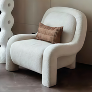 AAF Sherpa Fleece Armchair Arc Armrest Off White with Cushion UAE