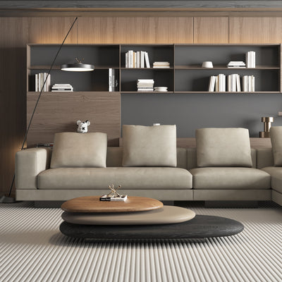 AAF Furniture Three Tier Rotating Oval Wood Table Tri-Color Design
