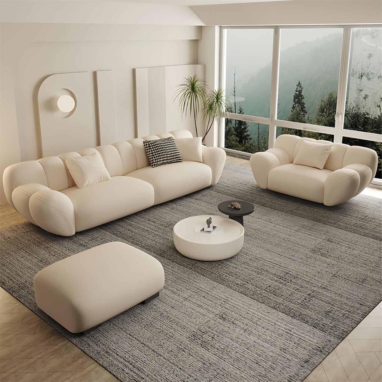 AAF FURNITURE Light Luxury Fabric Cloud Shaped Sofa set for Livingroom