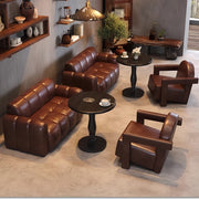 AAF Modern Bubble Tufted Leather Lounge Sofa Table Set