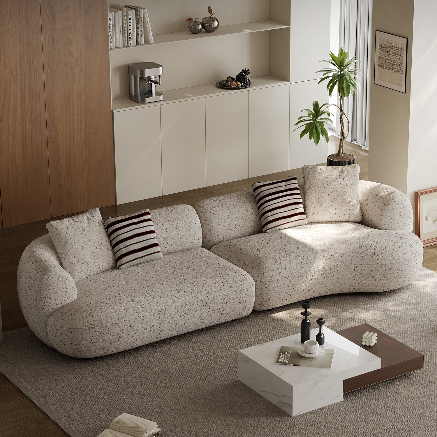 AAF FURNITURE Fleece Fabric Overstuffed Multifunction Sofa set for Livingroom Office
