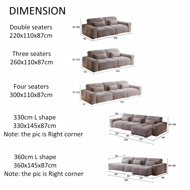 AAF Furniture Pixel Modular Lounge Sofa - Oversized Deep Seat Fabric Sofa, neutral fabric sofa, fabric, close-up view