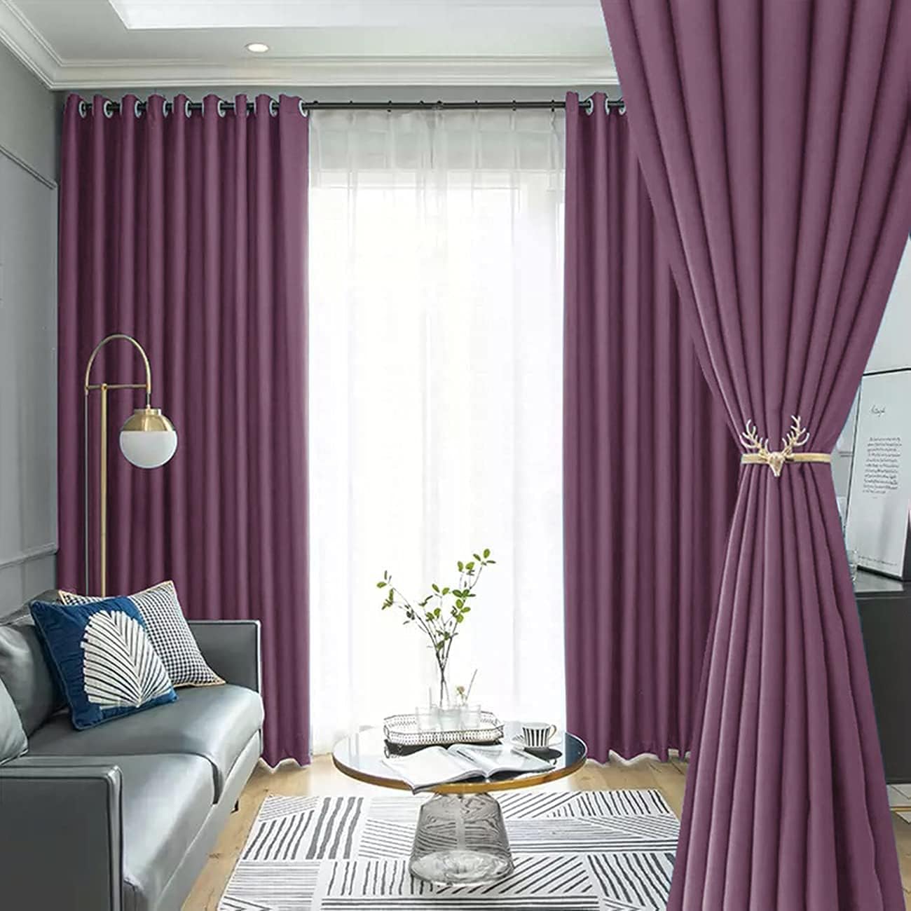 2 Panels 60% Blackout Curtains for Living Room Thermal Insulated Bedroom Darkening Drapes for Basics Room Window