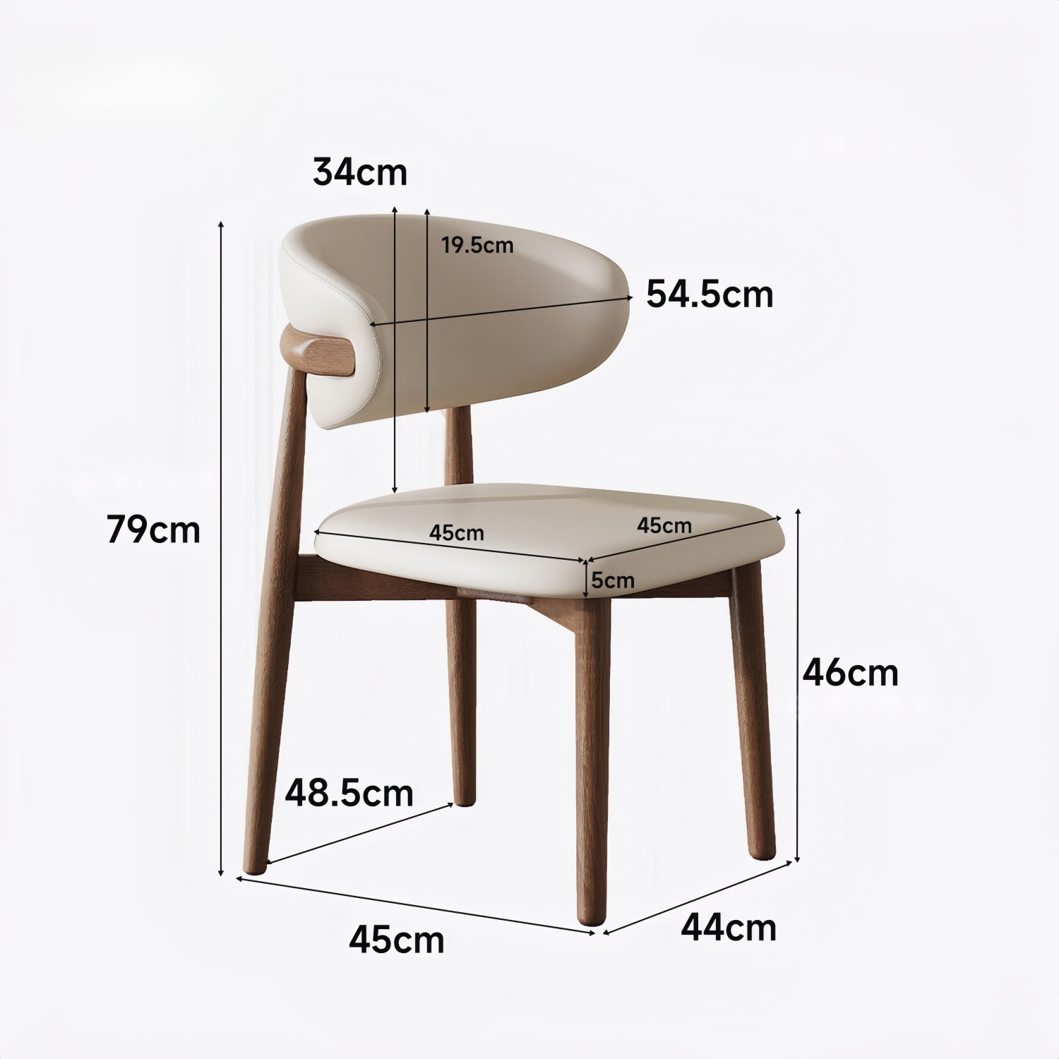 Walnut Wood Chair Beige Linen Arc Back Round Accent Modern UAE