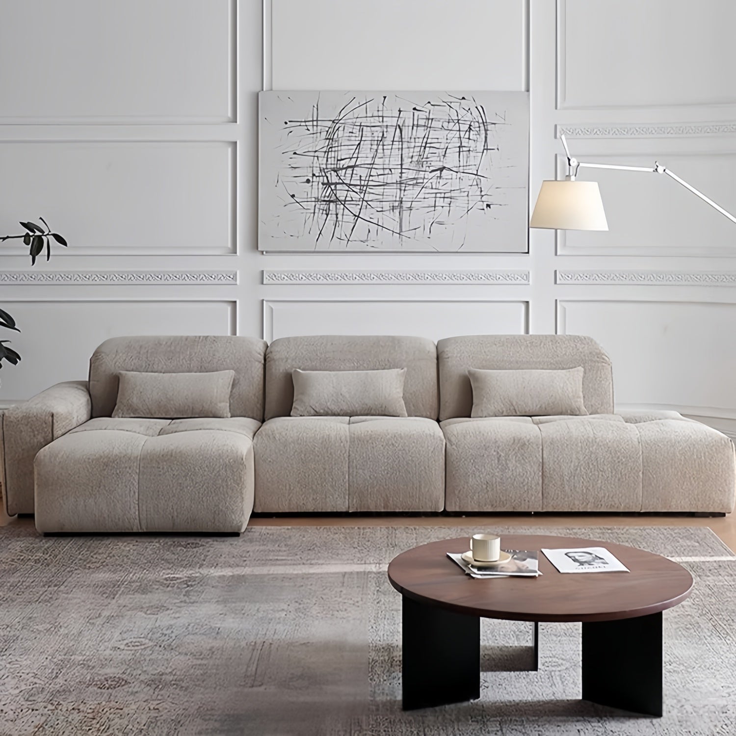 AAF Furniture Pixel Modular Lounge Sofa - Oversized Deep Seat Fabric Sofa, boucle sofa set, fabric, texture detail