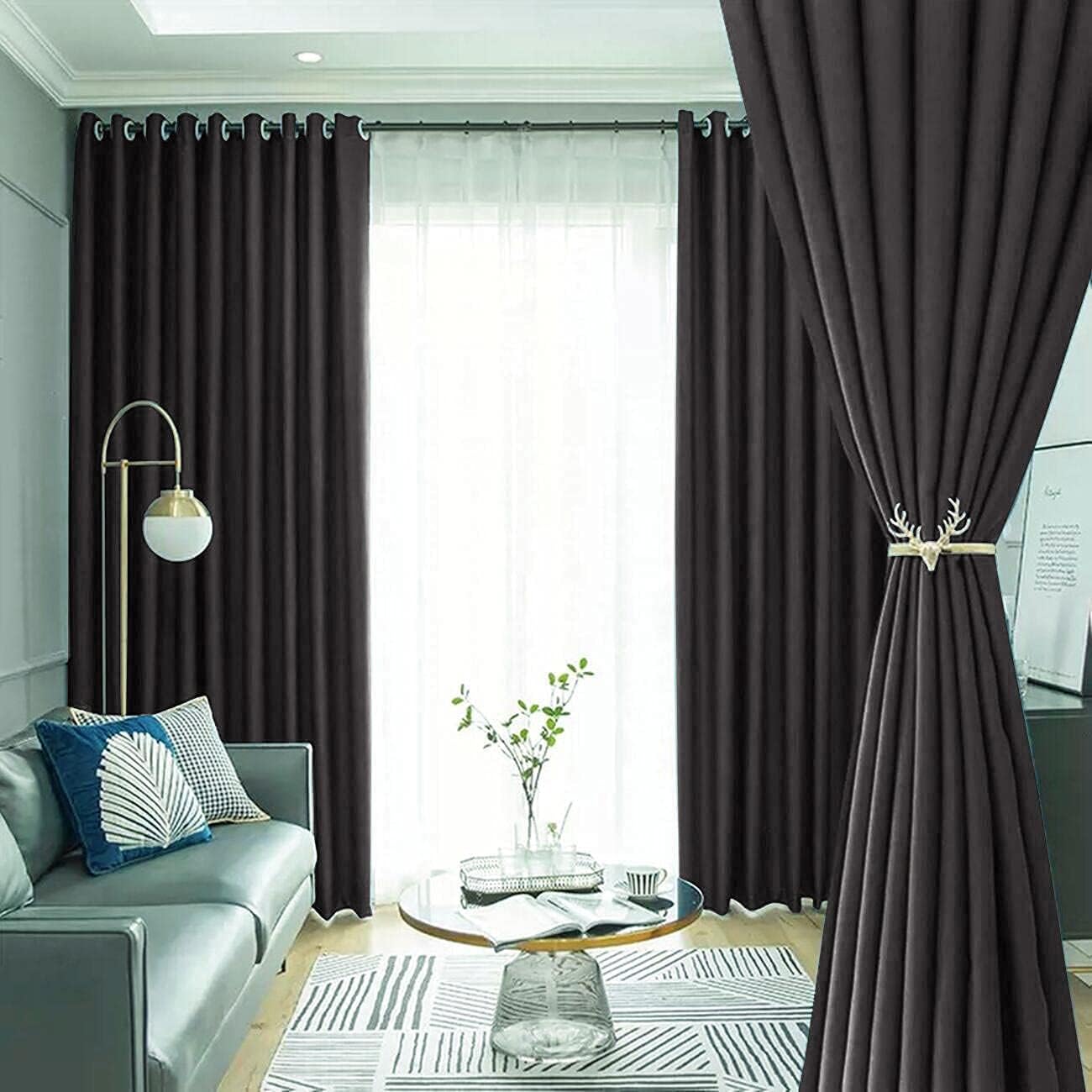 2 Panels 60% Blackout Curtains for Living Room Thermal Insulated Bedroom Darkening Drapes for Basics Room Window