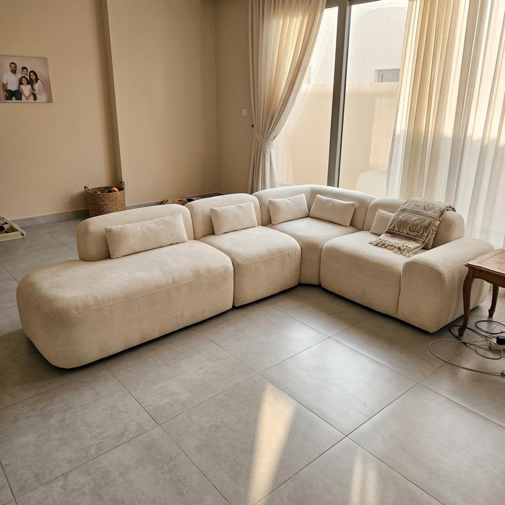 AAF Beige Modular Curved Sectional Sofa