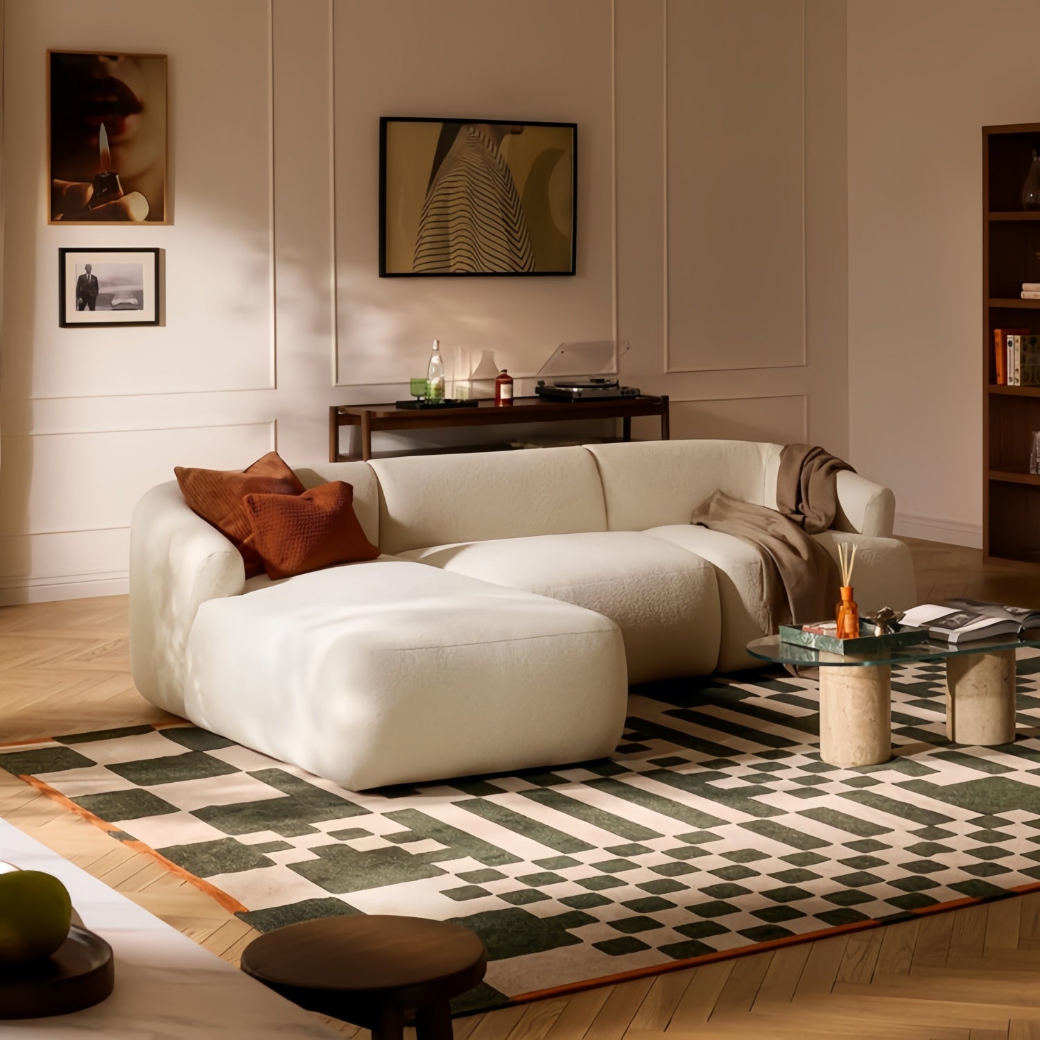 AAF Furniture Beige Cloud Sofa Flexible L-Shape Modular Sectional - Corner Couch UAE